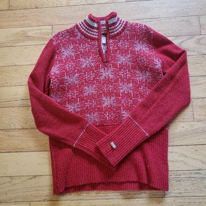 Columbia red Sweater, size M,  1/4 zip, wool blend